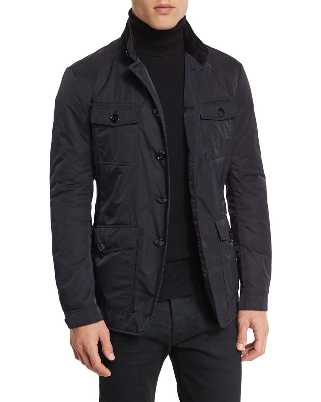 Tom Ford Lightweight Down-Fill 4-Pocket Military Jacket, Navy