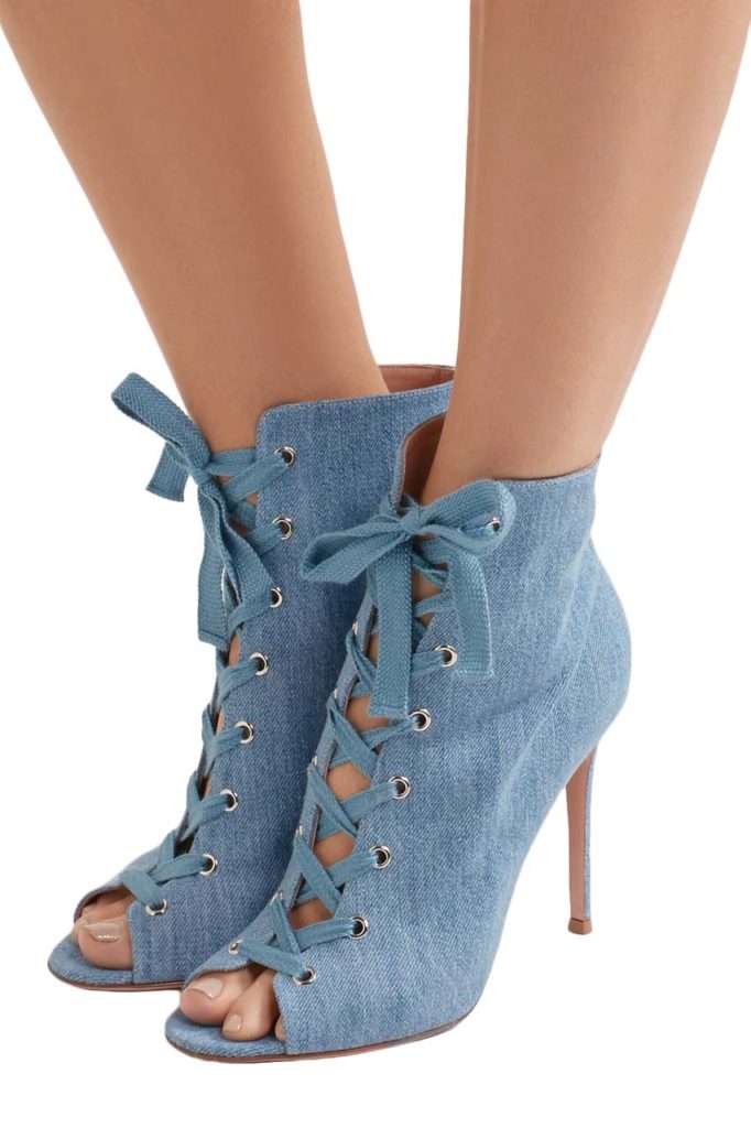 Gianvito Rossi Lace-Up Denim Boots_1