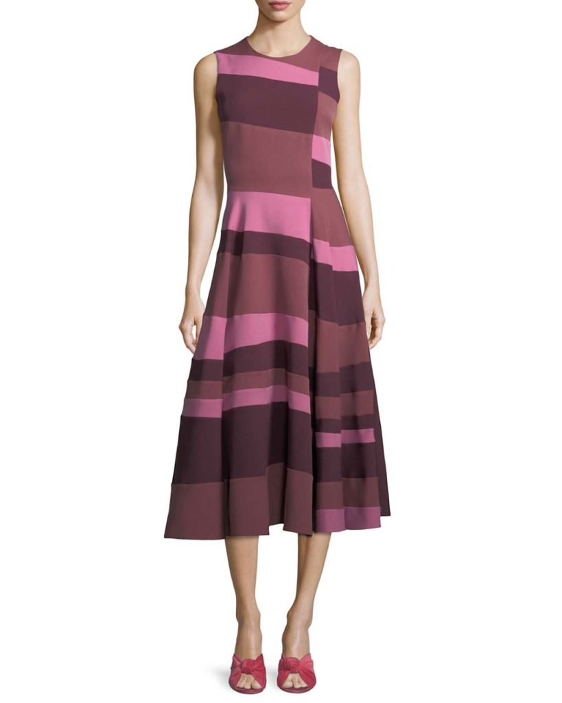 Roksanda Colorblock Full-Skirt Midi Dress