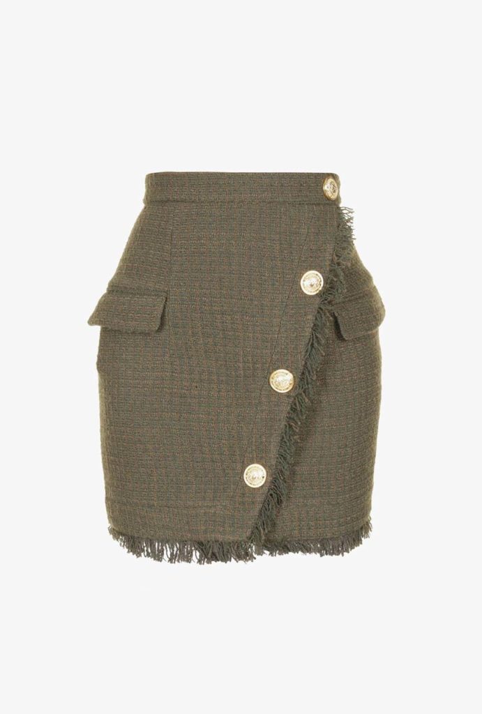 Balmain Buttoned Tweed Mini Skirt_1