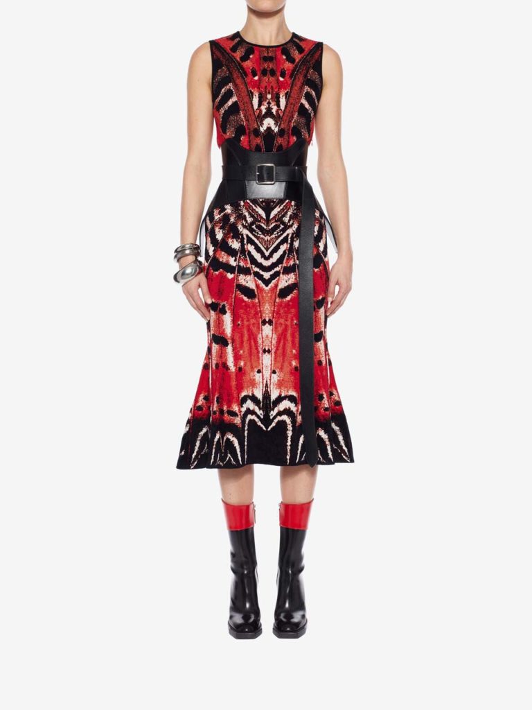 McQueen Butterfly Jaquard Midi Dress