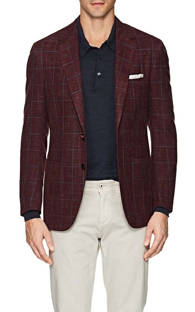 Sartorio PG Windowpane Wool-Silk Two-Button Sportcoat