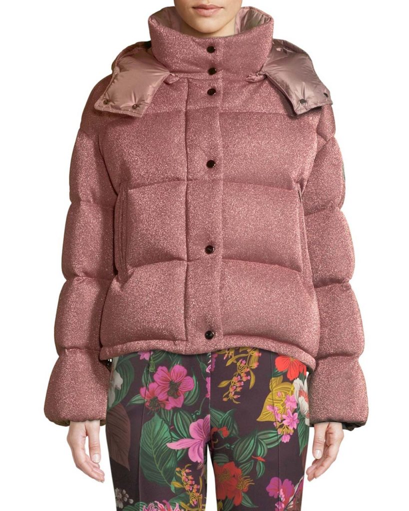 Moncler Caille Metallic Puffer Coat w_ Removable Hood
