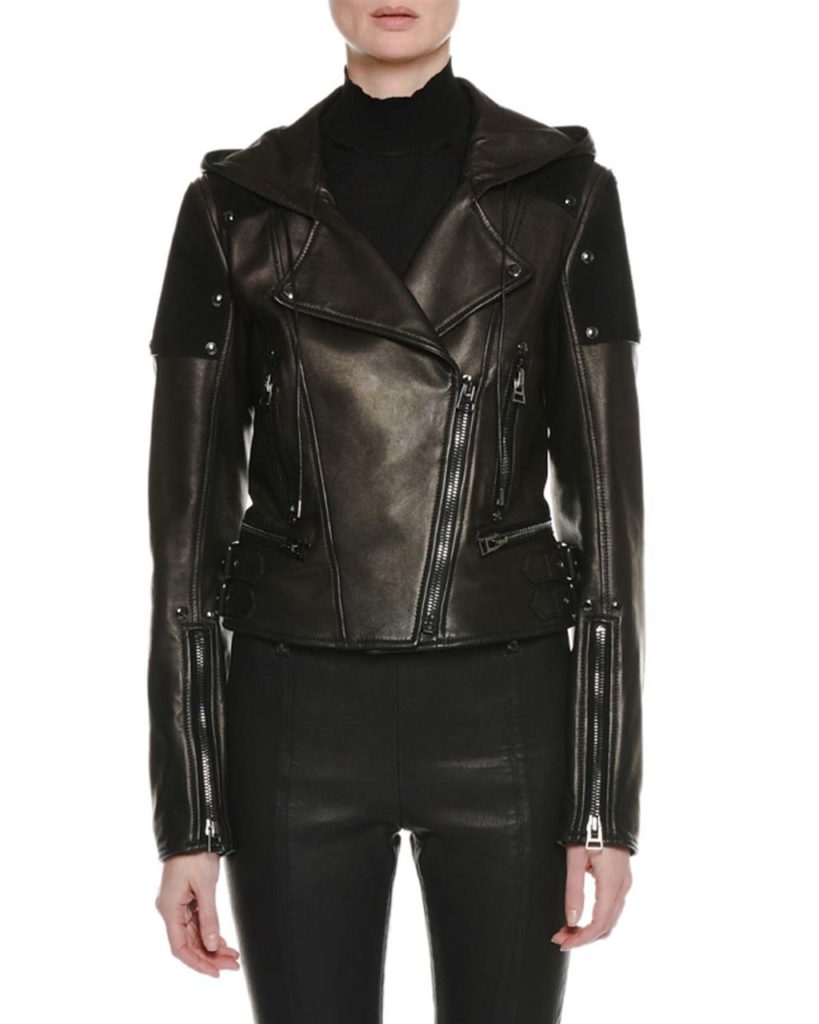 Tom Ford Zip-Front Leather and Suede Hooded Biker Jacket