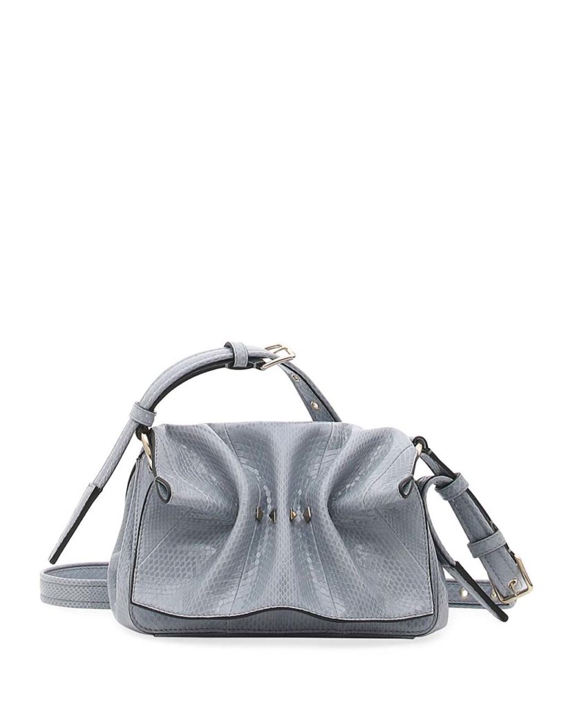 Valentino Garavani Bloomy Mini Gathered Snakeskin Shoulder Bag