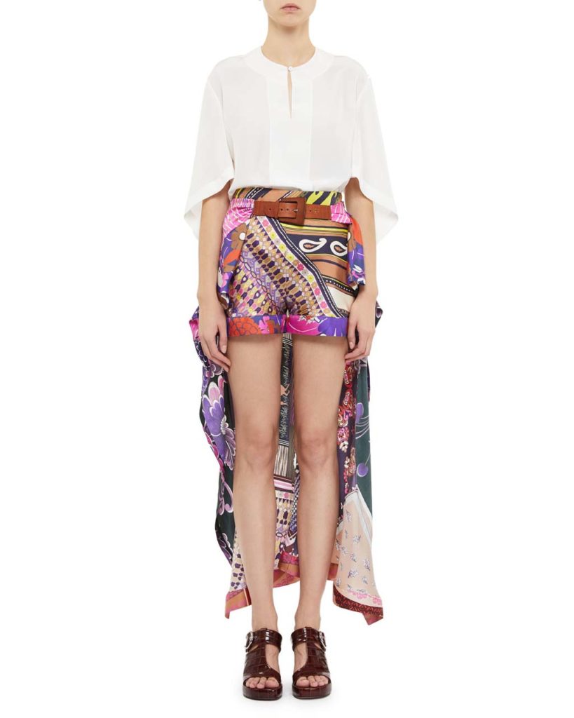 Chloe Multi-Print Silk Dress Shorts