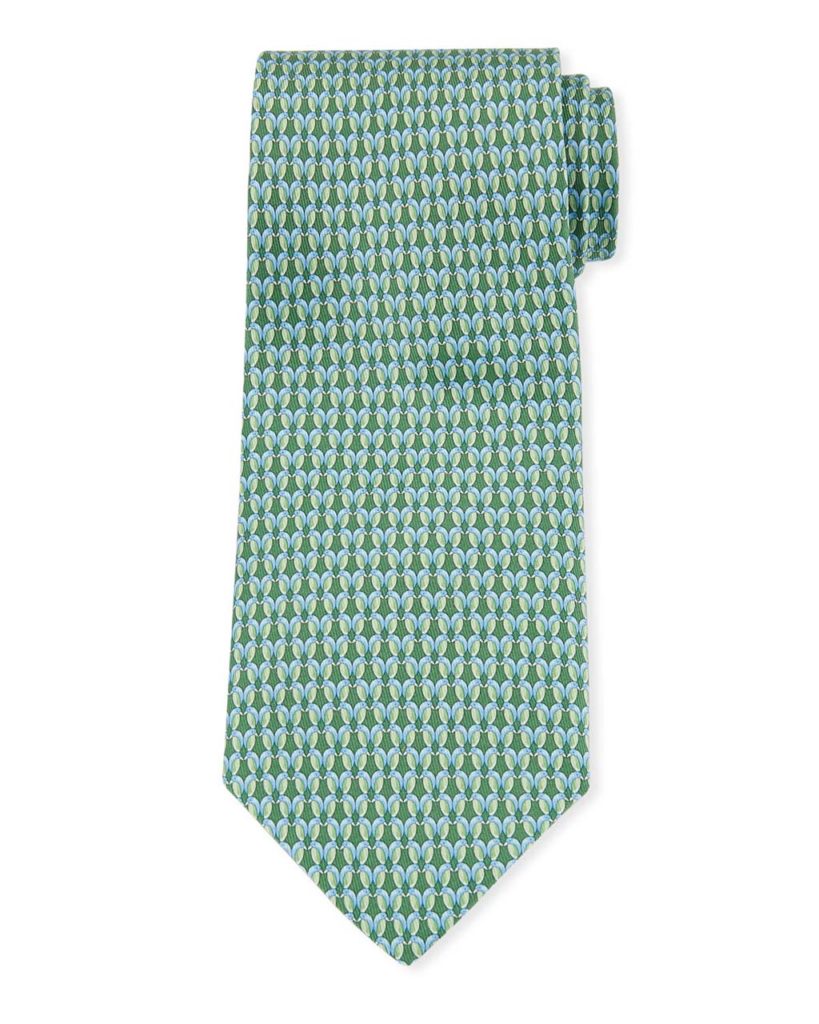 Salvatore Ferragamo Gemma Kissing Birds Silk Tie, Green