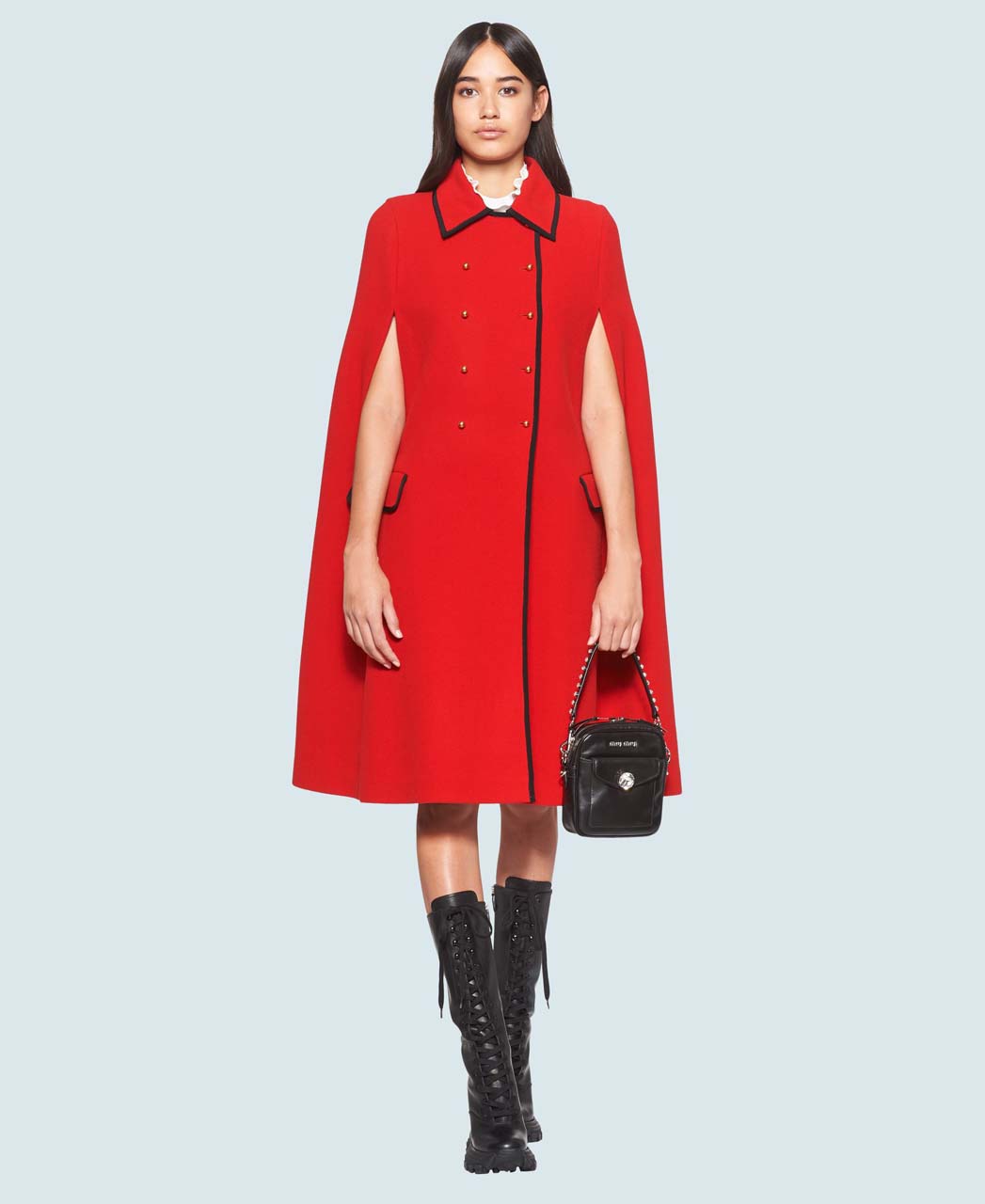 Miu Miu DOUBLE-BREASTED WOOL KNIT CAPE $2,570